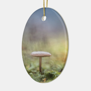 Tiny Mushroom Nature Photo Ceramic Ornament