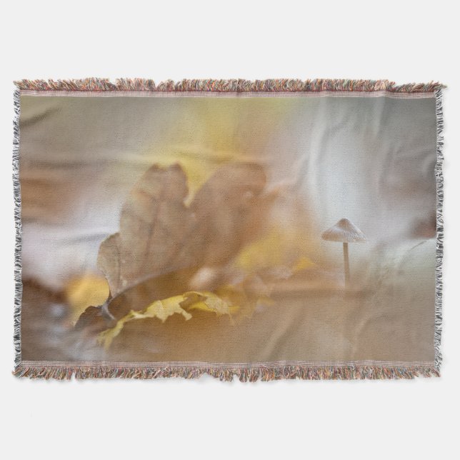 Tiny Mushroom Nature Photograph Throw Blanket (Front)