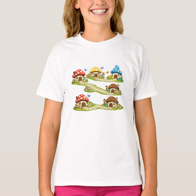 Tiny Mushroom Village T-Shirt (Front)