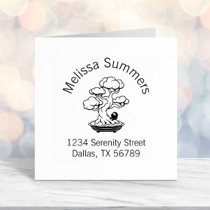 Tiny Ninja and Bonsai Tree Address 2 Self-inking Stamp