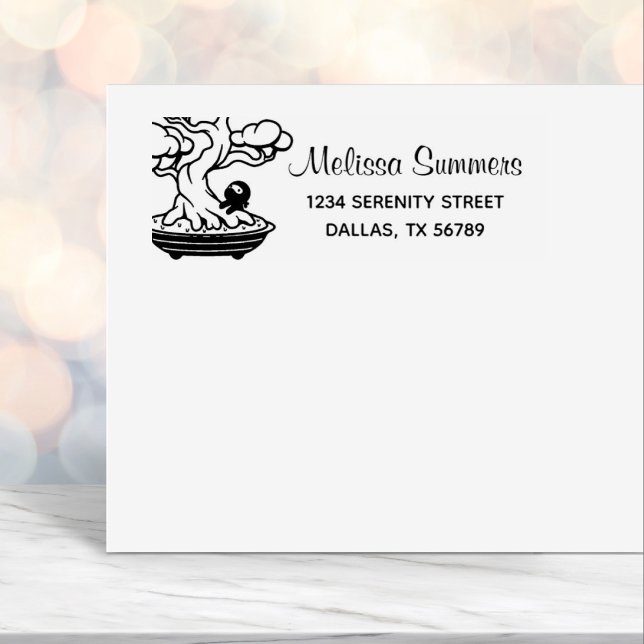 Tiny Ninja and Bonsai Tree Address 4 Self-inking Stamp (Creator Uploaded)