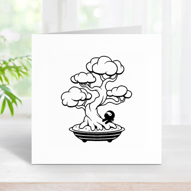 Tiny Ninja and Bonsai Tree Rubber Stamp (Creator Uploaded)