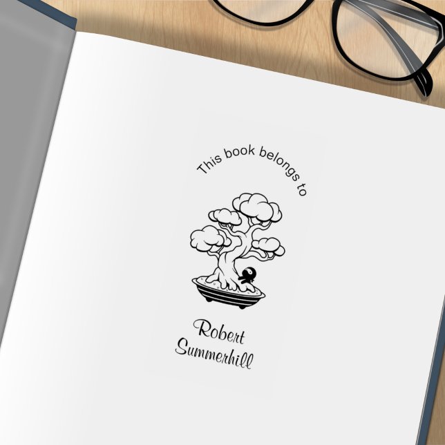 Tiny Ninja Bonsai Tree Bookplate Rubber Stamp (Creator Uploaded)