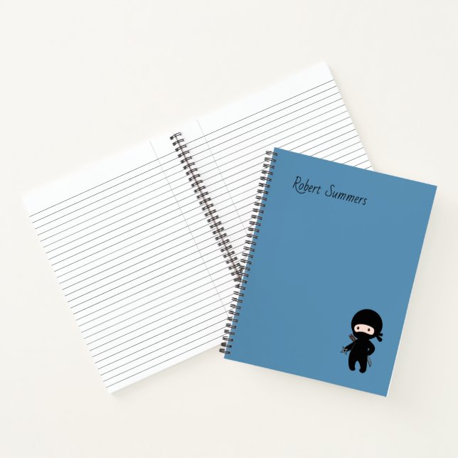 Tiny Ninja Custom Name on Blue Notebook (Inside)