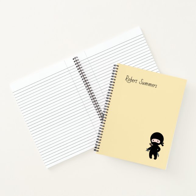 Tiny Ninja Custom Name on Yellow Notebook (Inside)