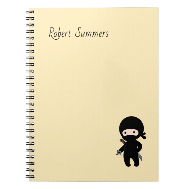 Tiny Ninja Custom Name on Yellow Notebook (Front)