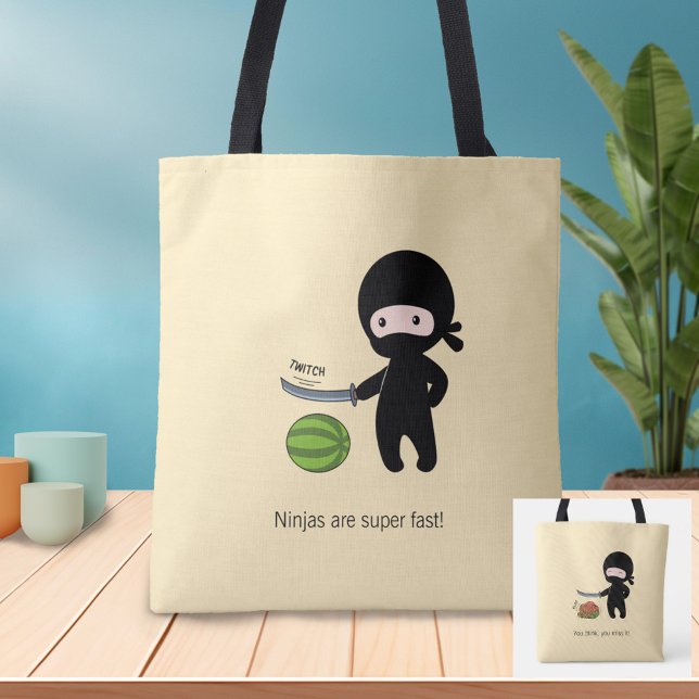 Tiny Ninja Cutting Watermelon 2 Sides Yellow Tote Bag (Creator Uploaded)