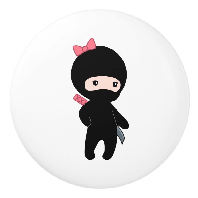 Tiny Ninja Girl Ceramic Knob (Front)