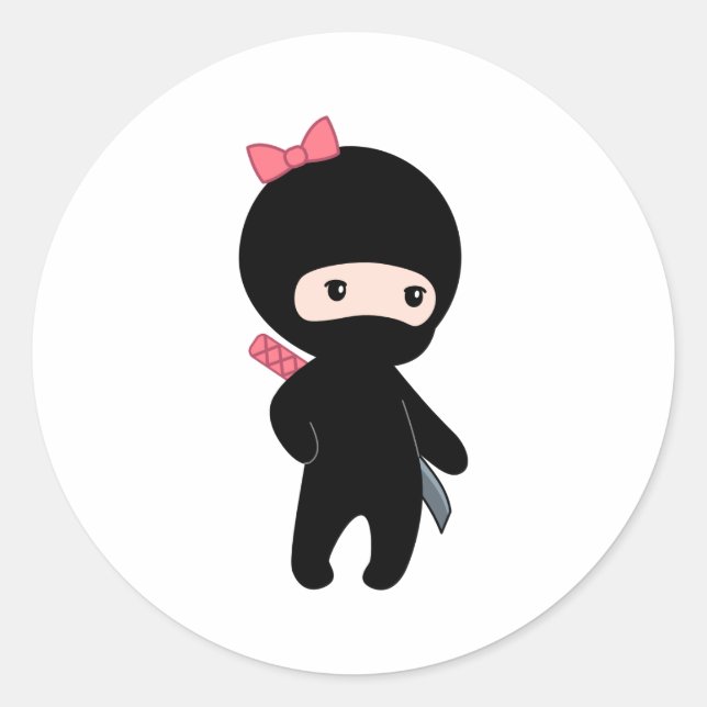 Tiny Ninja Girl Classic Round Sticker (Front)