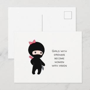 Tiny Ninja Girl Quote Postcard