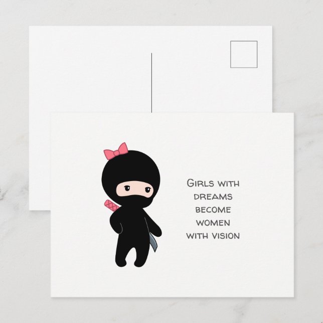 Tiny Ninja Girl Quote Postcard (Front/Back)