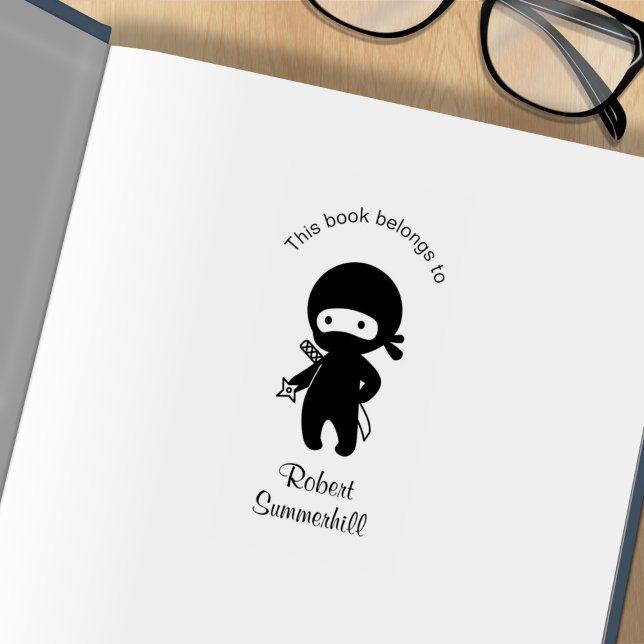 Tiny Ninja Holding Throwing Star Bookplate Rubber Stamp (Creator Uploaded)