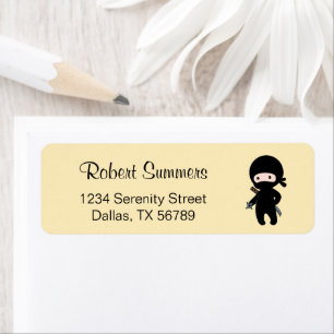 Tiny Ninja Holding Throwing Star on Yellow