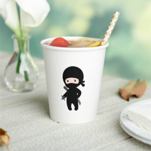 Tiny Ninja Holding Throwing Star Paper Cups