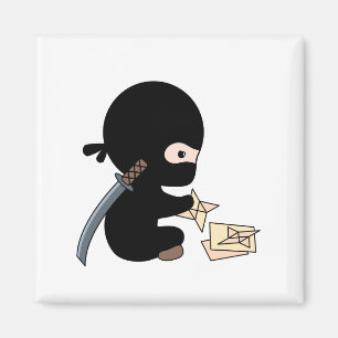 Tiny Ninja Making Origami Paper Throwing Star Magnet