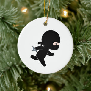 Tiny Ninja Running Ceramic Ornament