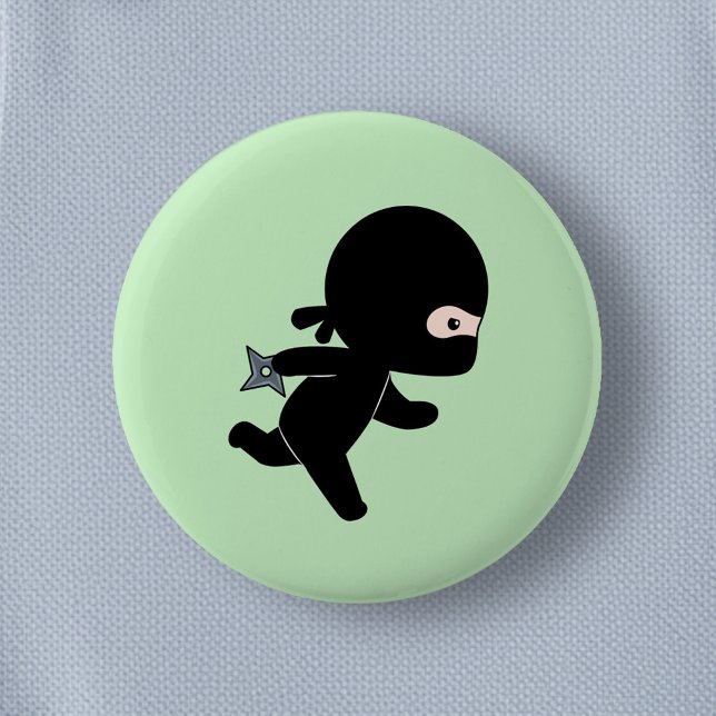 Tiny Ninja Running on Green 2 Inch Round Button (Creator Uploaded)