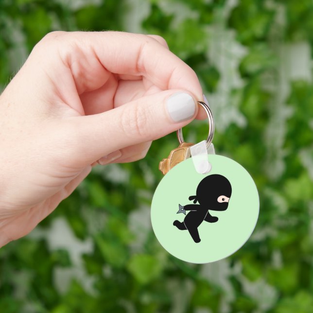 Tiny Ninja Running on Green Keychain (Hand)