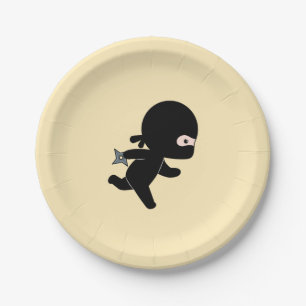 Tiny Ninja Running on Yellow Paper Plate
