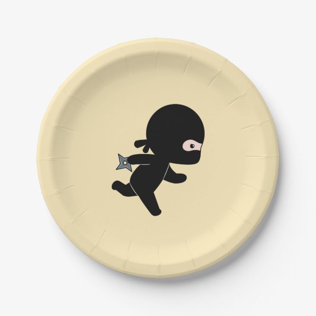 Tiny Ninja Running on Yellow Paper Plate (Front)
