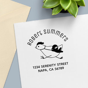 Tiny Ninja Taming Chicken Address Self-inking Stamp