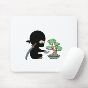 Tiny Ninja Watering Bonsai Tree Mouse Pad