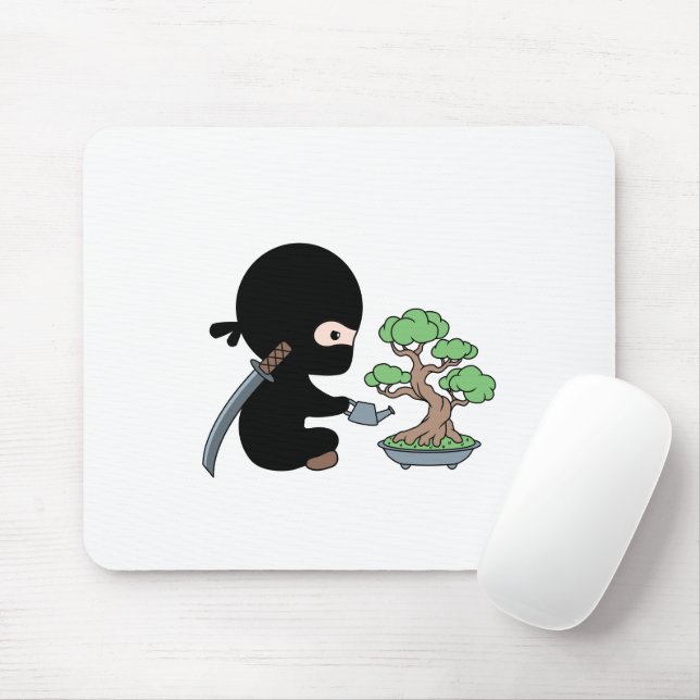 Tiny Ninja Watering Bonsai Tree Mouse Pad (With Mouse)