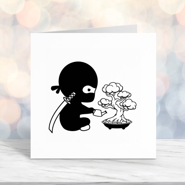 Tiny Ninja Watering Bonsai Tree Self-inking Stamp (Creator Uploaded)