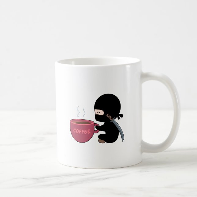 Tiny Ninja with Large Coffee Mug (Right)
