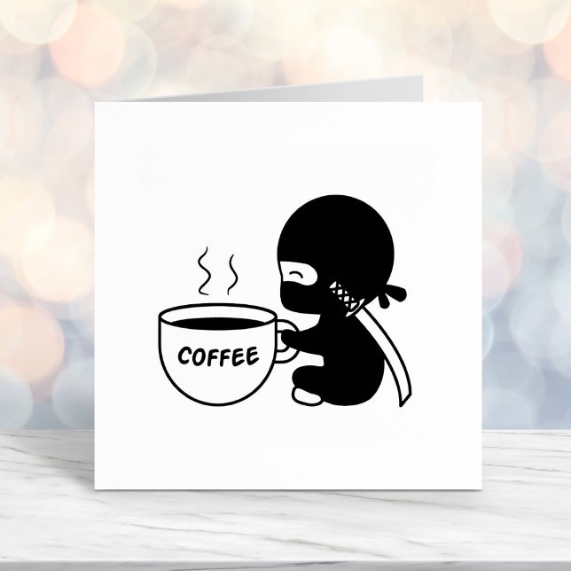 Tiny Ninja with Large Coffee Mug Self-inking Stamp (Creator Uploaded)