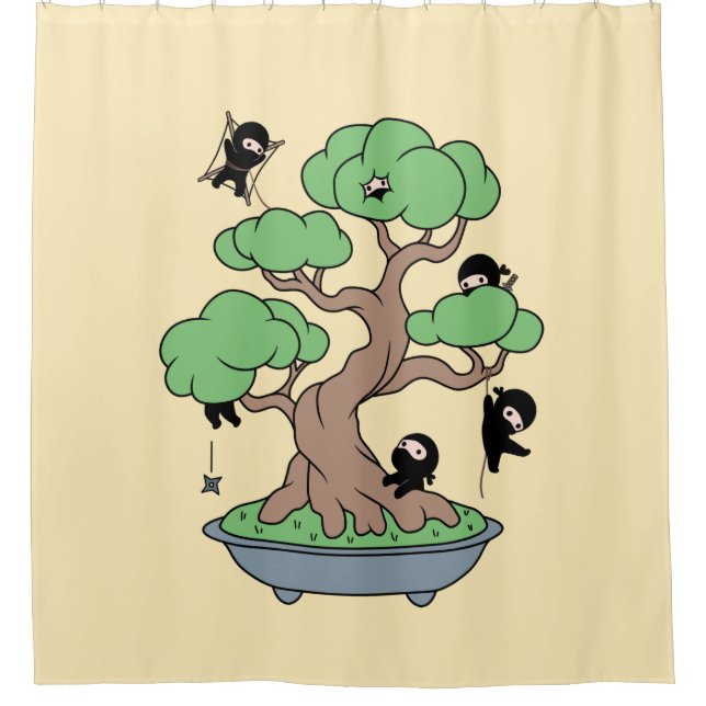Tiny Ninjas in Bonsai Tree on Yellow (Front)