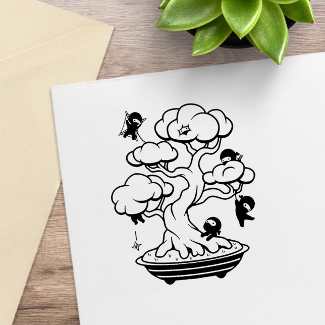 Tiny Ninjas in Bonsai Tree Rubber Stamp (Creator Uploaded)