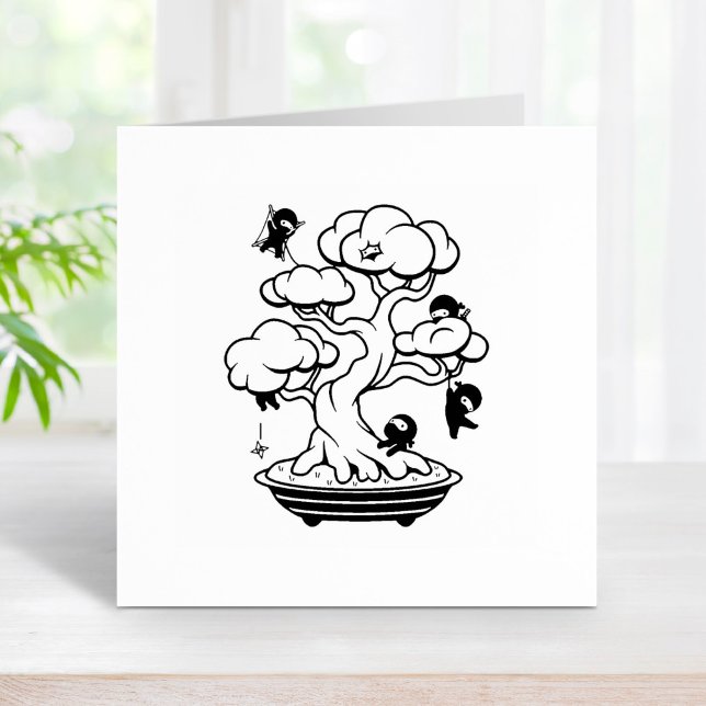 Tiny Ninjas in Bonsai Tree Rubber Stamp (Creator Uploaded)
