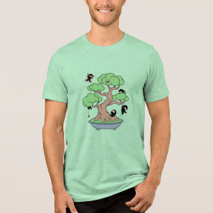 Tiny Ninjas in Bonsai Tree Tri-Blend Shirt