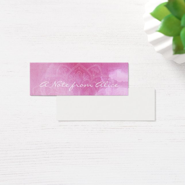 Tiny Notes with Pink Watercolor & White Mandala (Desk)