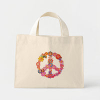 Tiny Orange Flower Peace Sign Tote Bag
