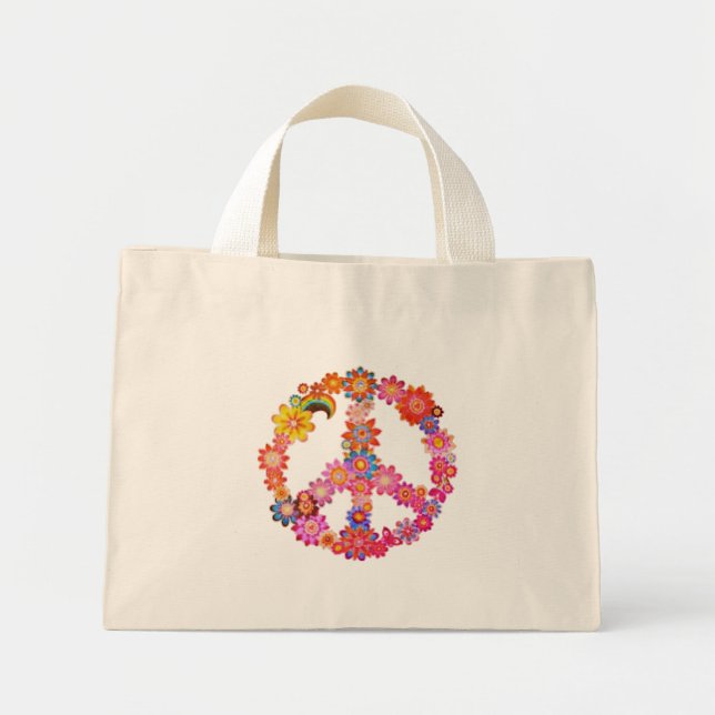 Tiny Orange Flower Peace Sign Tote Bag (Front)