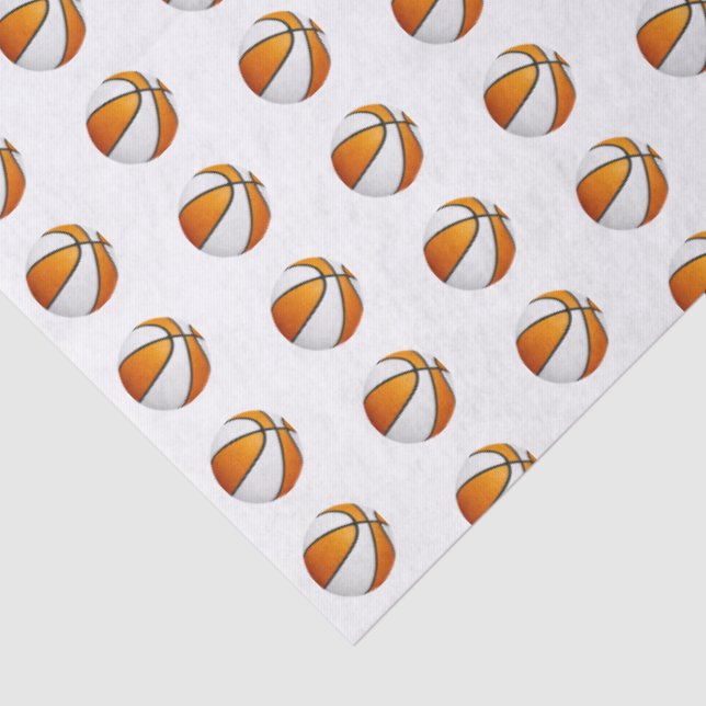tiny orange white basketballs pattern tissue paper (Detail)