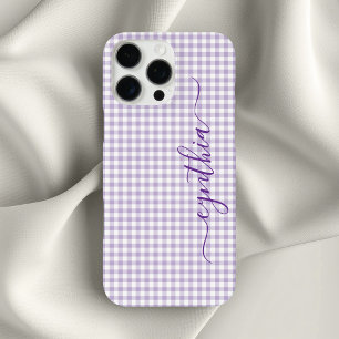 Tiny Pale Purple Gingham Signature iPhone 16 Pro Max Case