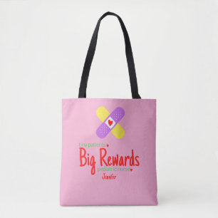 Tiny Patients Big Rewards Pink Pediatric Nurse's Tote Bag