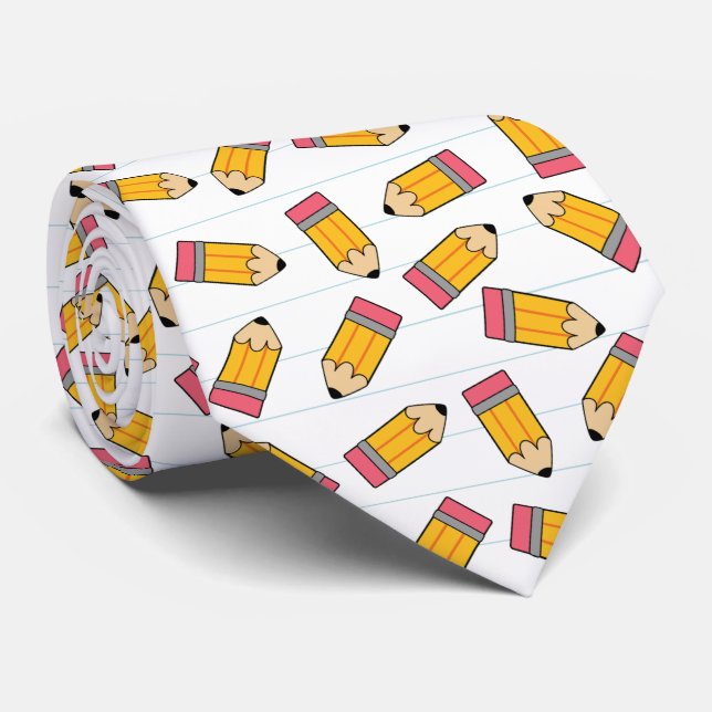 Tiny Pencils on Paper Tie (Rolled)