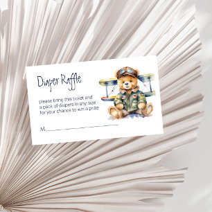 Tiny pilot cute teddy bear diaper raffle enclosure card