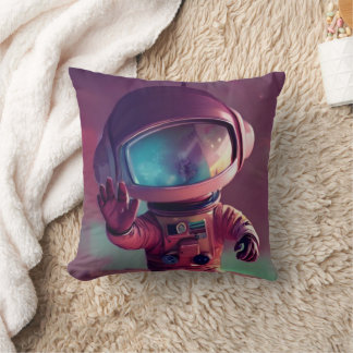 Tiny Pink Alien Throw Pillow