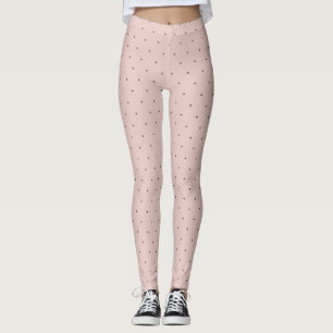 Tiny Pink and Black Polka Dot Pattern Leggings