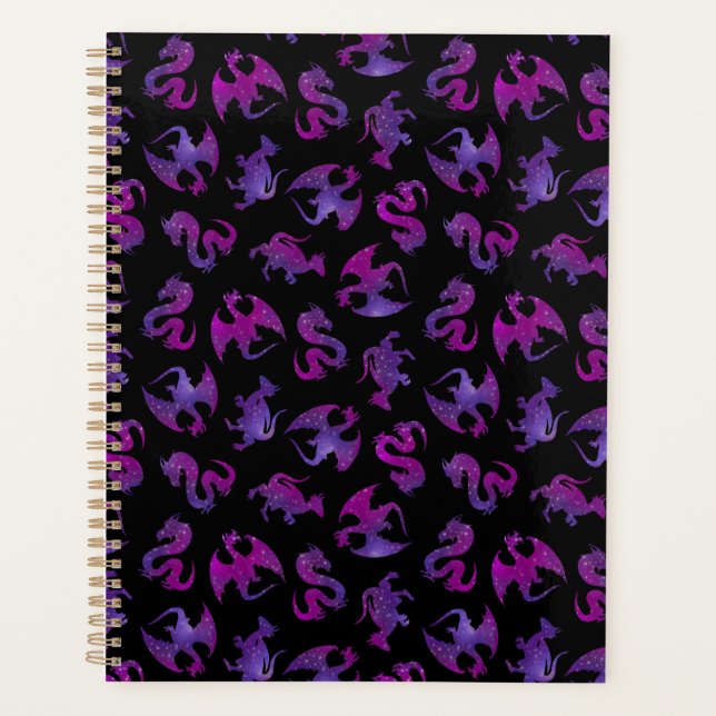 Tiny Pink and Purple Space Dragons Planner (Front)