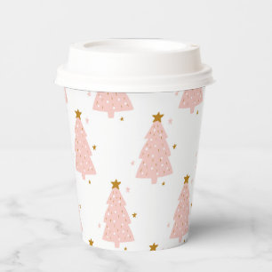 Tiny Pink Christmas Trees Paper Cups