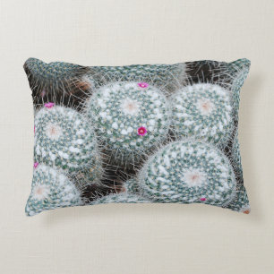 Tiny Pink Flowers Cactus Plants Accent Pillow