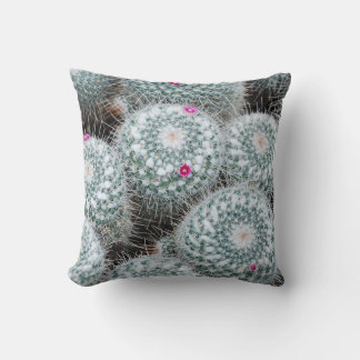 Tiny Pink Flowers Cactus Plants Throw Pillow