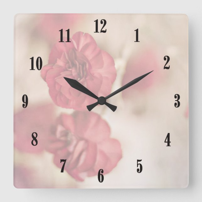 Tiny Pink Flowers Wall Clock (Front)