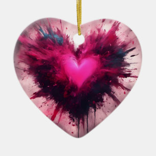 Tiny Pink Heart Ceramic Ornament
